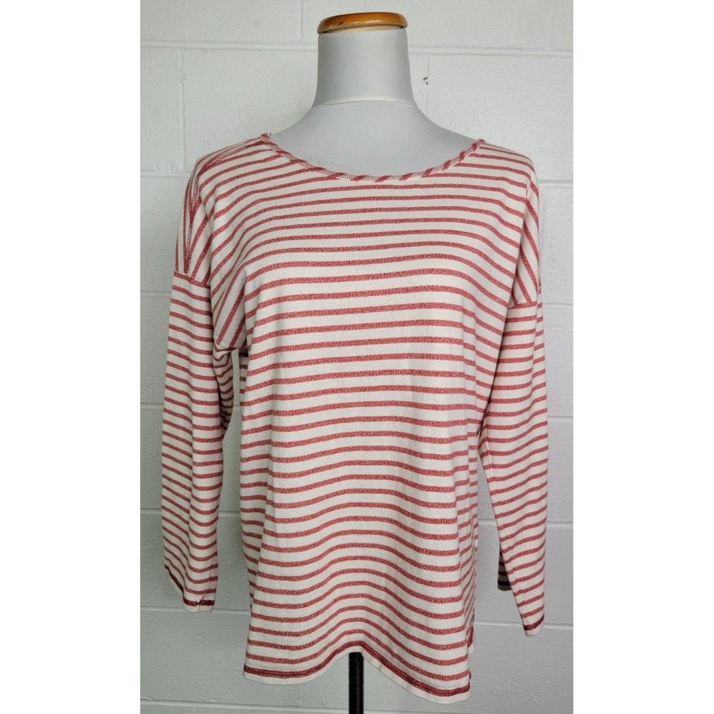 Womens Madewell Striped Chart Tee Kilt Red Long Sleeve E2728 sz M